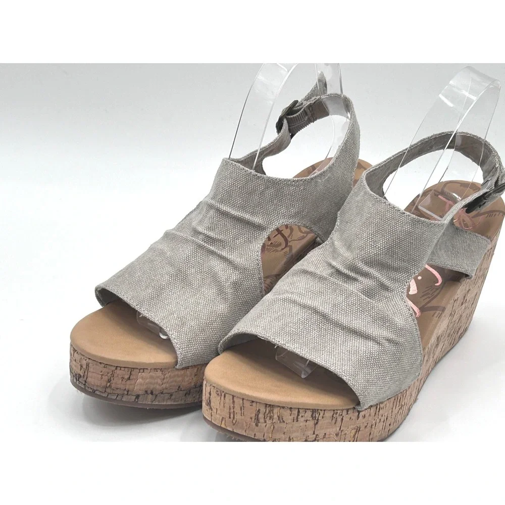 Blowfish Malibu Bliss Wedge Sandals Size 11 Canvas NWOT Cork Platform Boho Chic